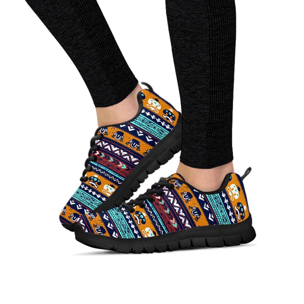 Colorful Neon Ethic Aztec Maya Print Women's Sneakers-grizzshop