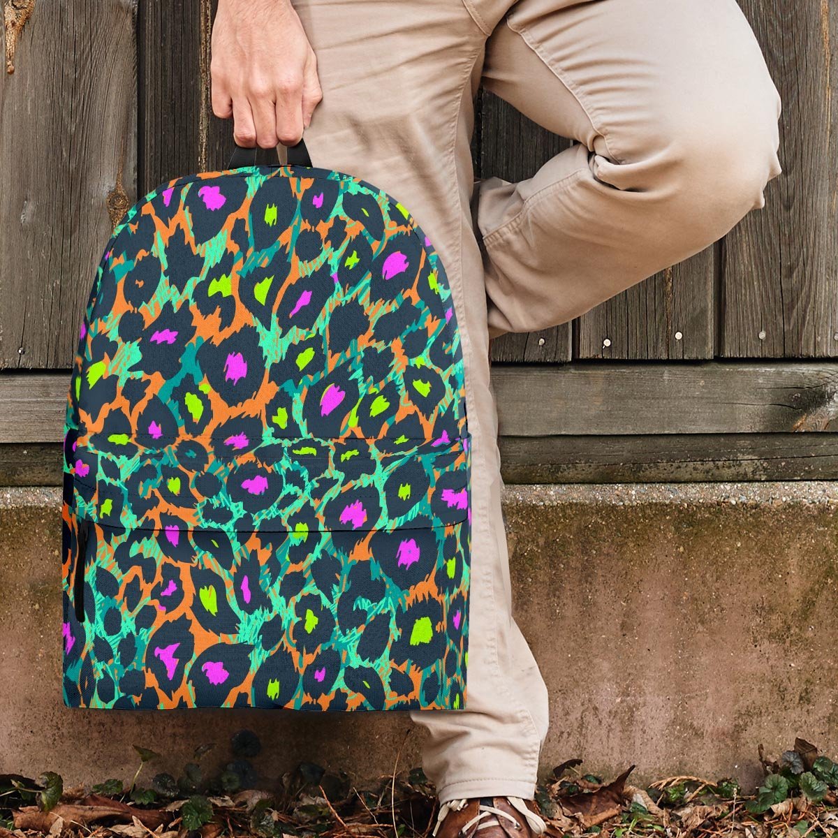 Colorful Neon Leopard Backpack-grizzshop