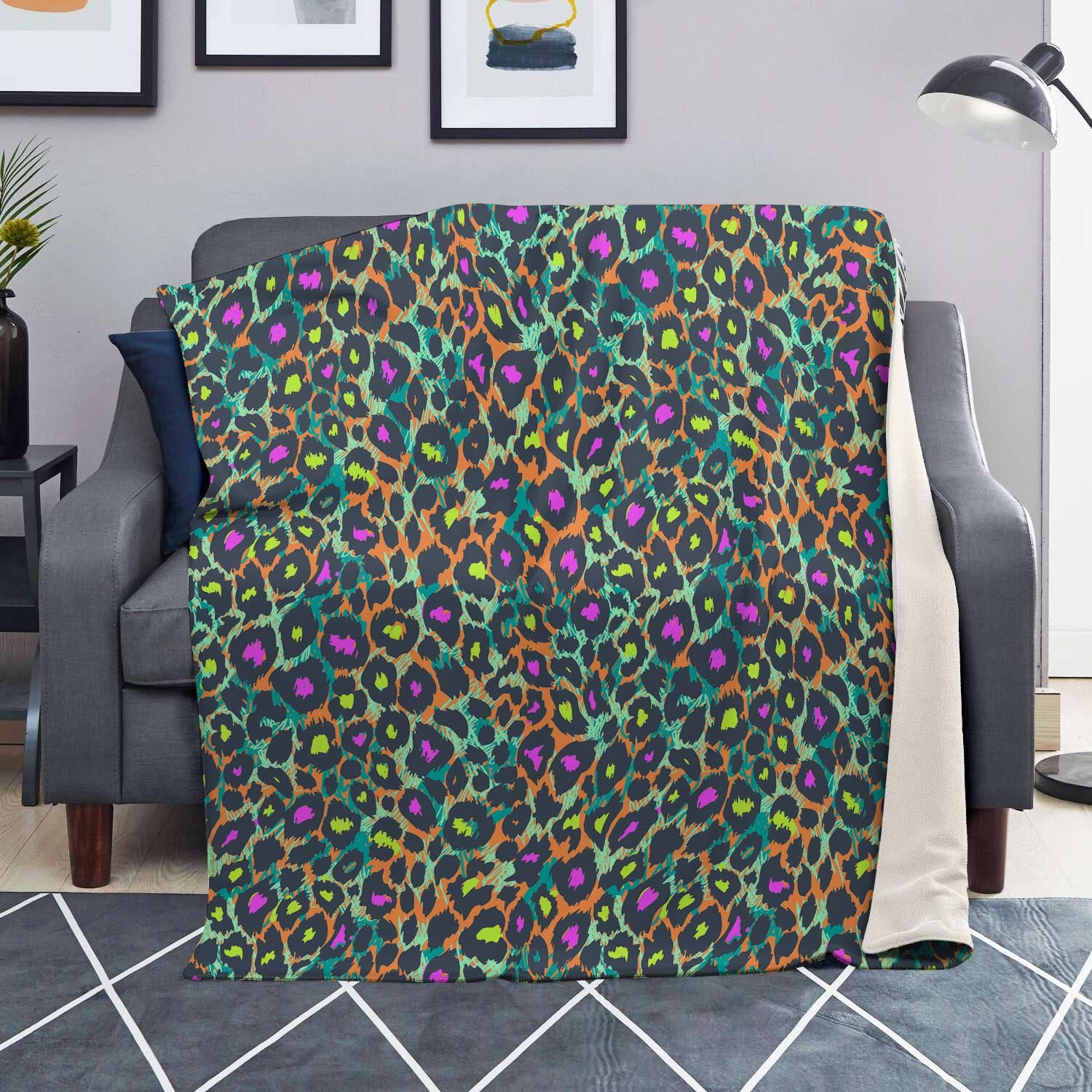 Colorful Neon Leopard Blanket-grizzshop
