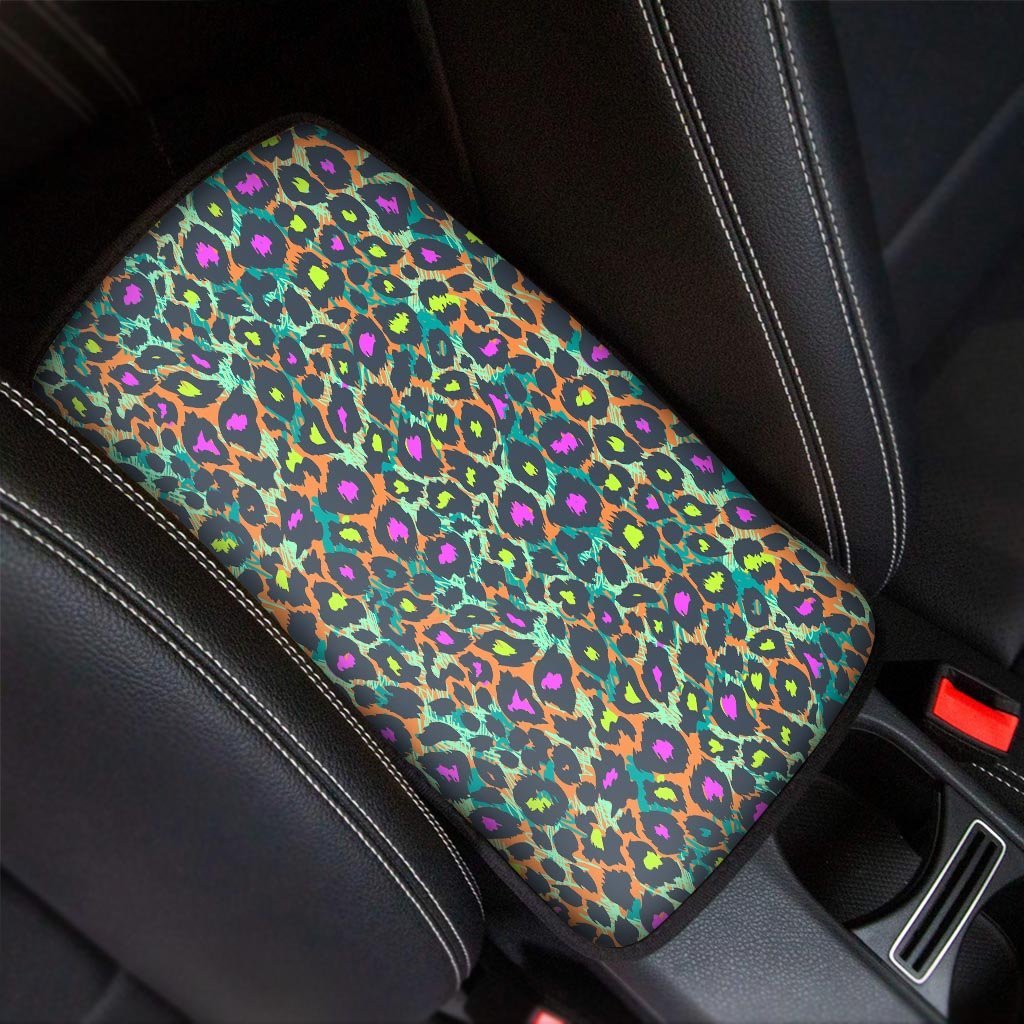 Colorful Neon Leopard Car Console Cover-grizzshop