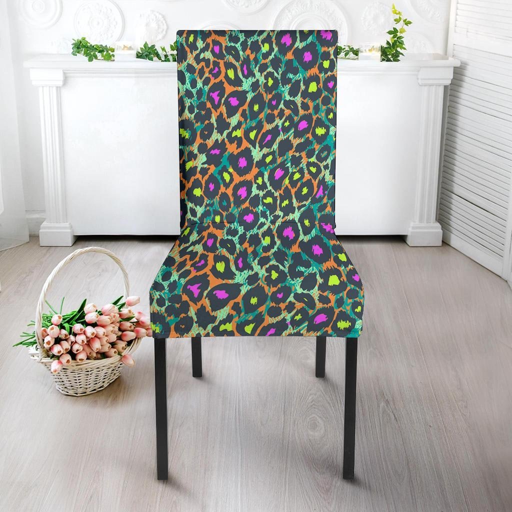 Colorful Neon Leopard Chair Cover-grizzshop