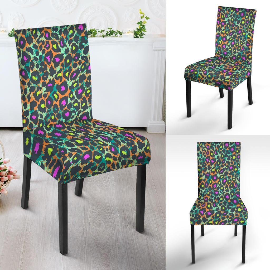 Colorful Neon Leopard Chair Cover-grizzshop