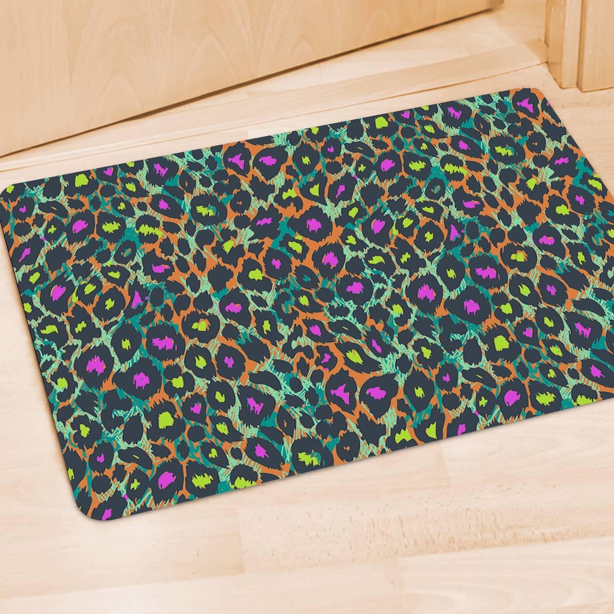 Colorful Neon Leopard Door Mat-grizzshop