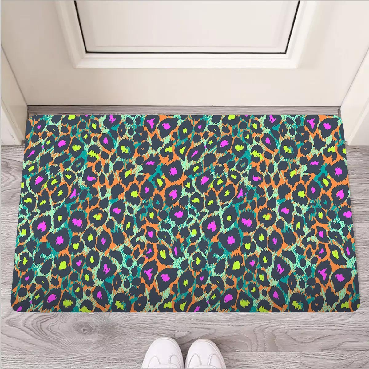 Colorful Neon Leopard Door Mat-grizzshop