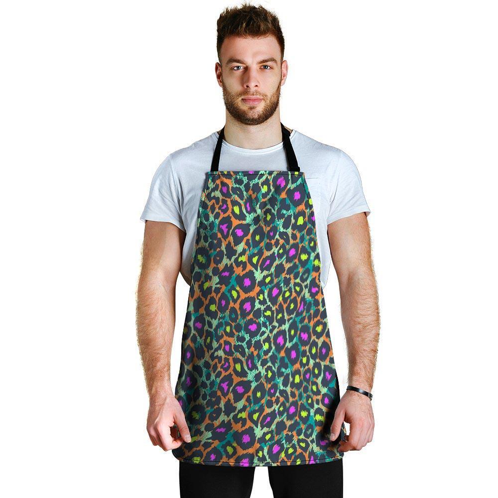 Colorful Neon Leopard Men's Apron-grizzshop