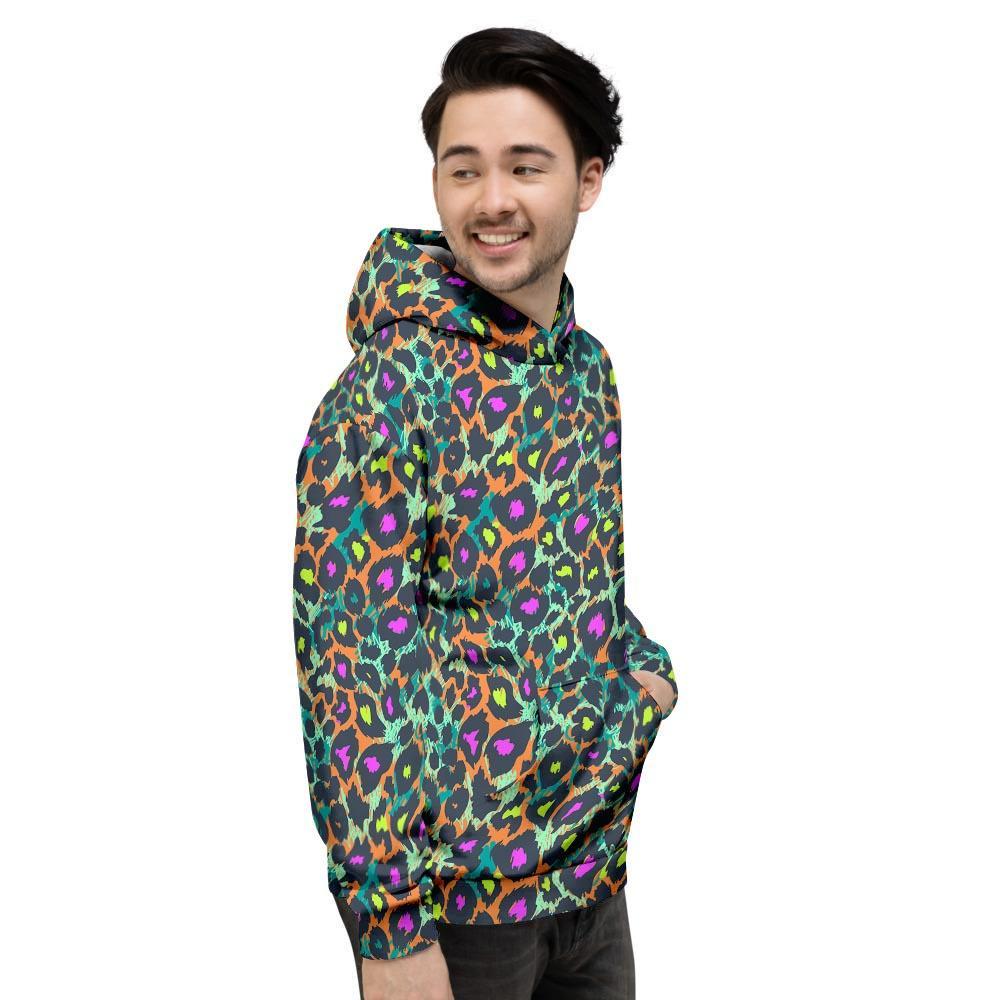 Colorful Neon Leopard Men's Hoodie-grizzshop