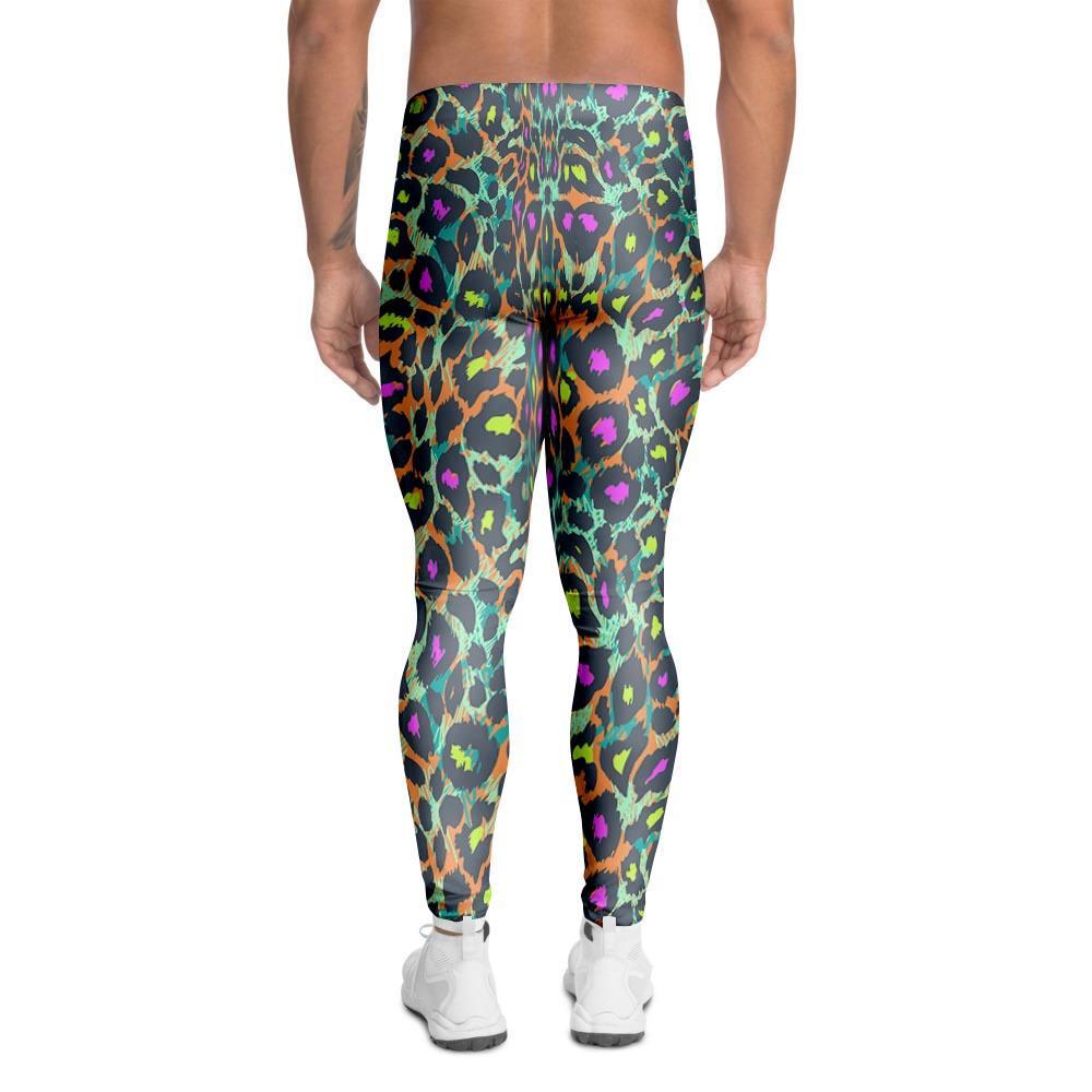 Colorful Neon Leopard Men's Leggings-grizzshop