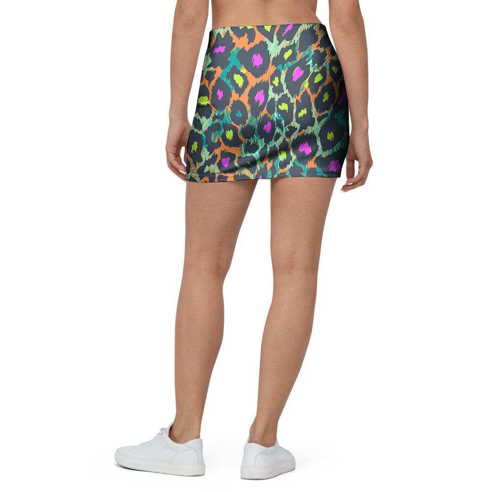 Colorful Neon Leopard Mini Skirt-grizzshop