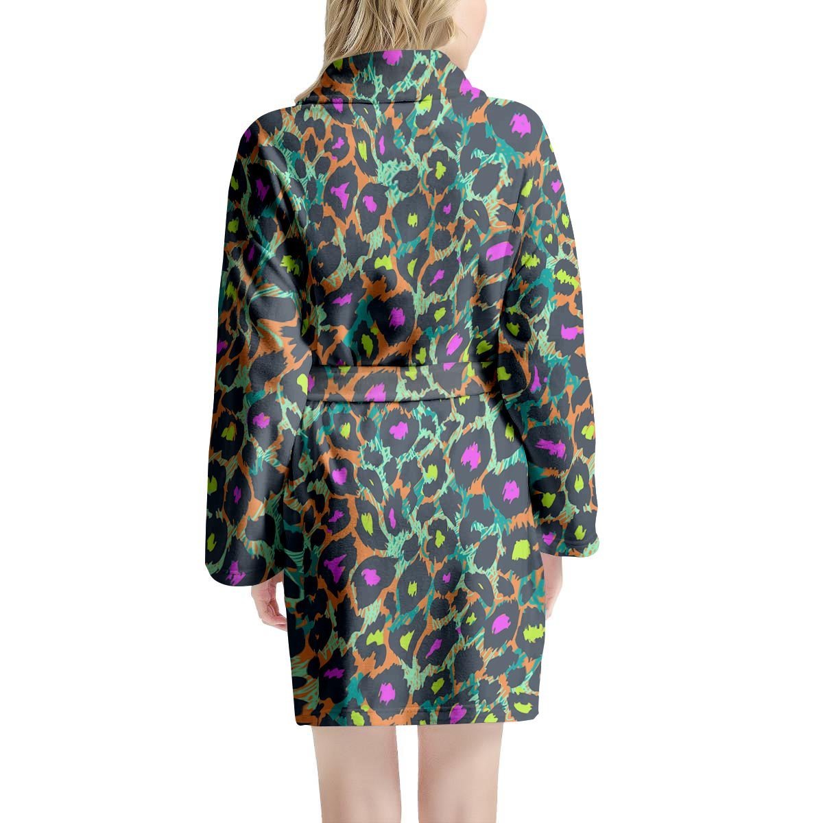 Colorful Neon Leopard Women's Robe-grizzshop