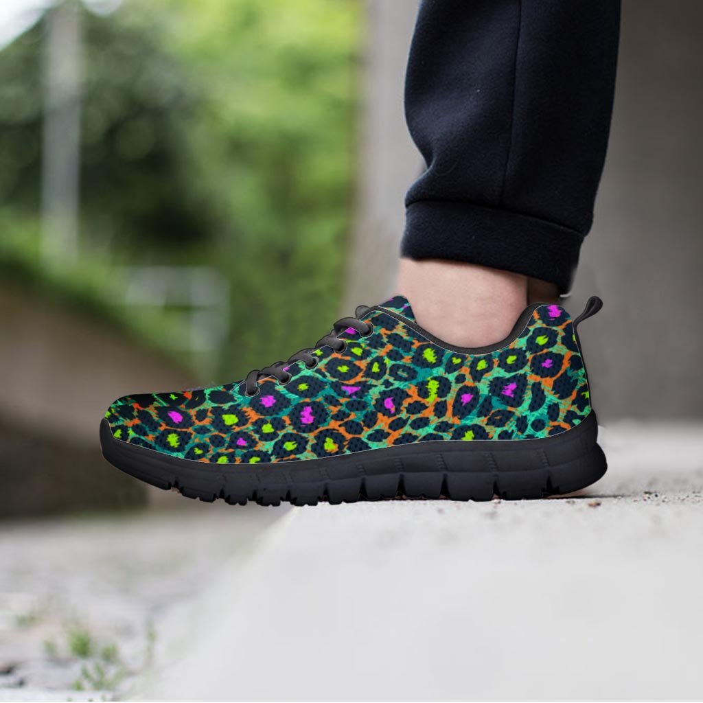 Colorful Neon Leopard Women's Sneakers-grizzshop