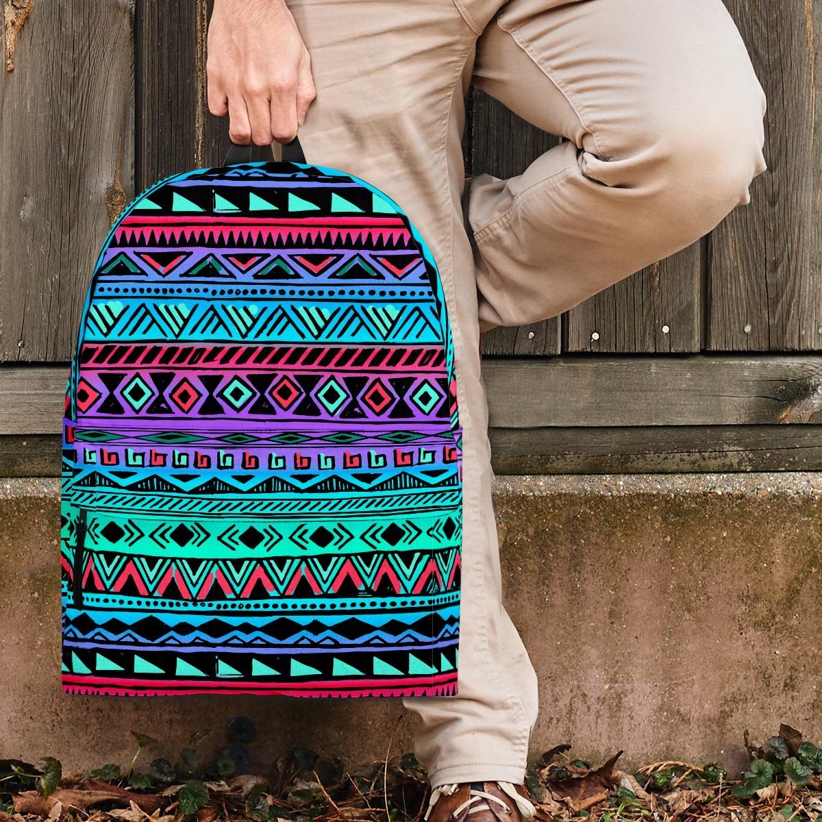 Colorful Neon Tribal Aztec Hand Drawn Backpack-grizzshop