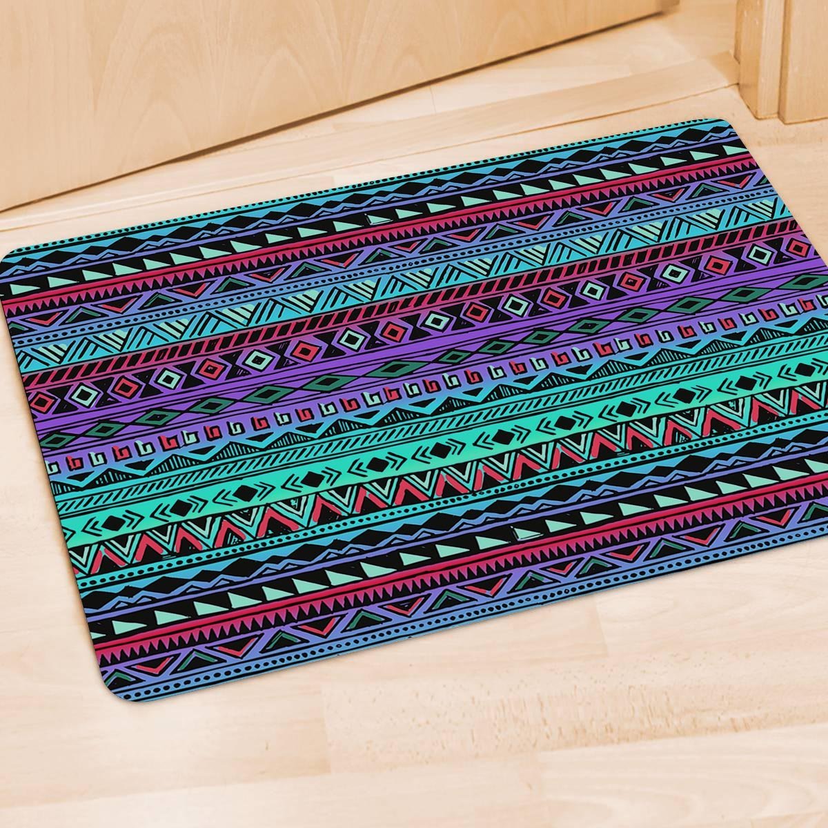 Colorful Neon Tribal Aztec Hand Drawn Door Mat-grizzshop