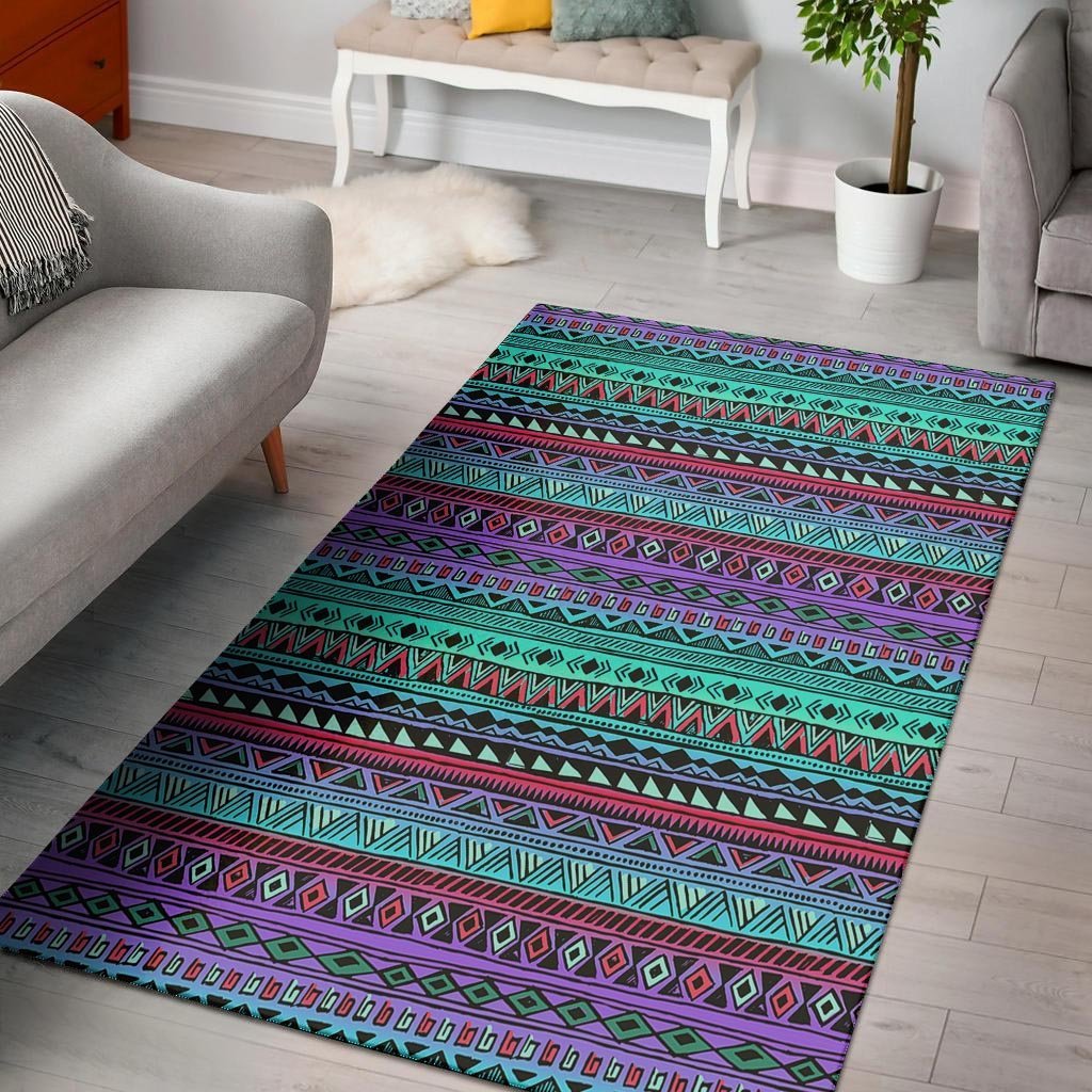 Colorful Neon Tribal Aztec Hand Drawn Floor Mat-grizzshop