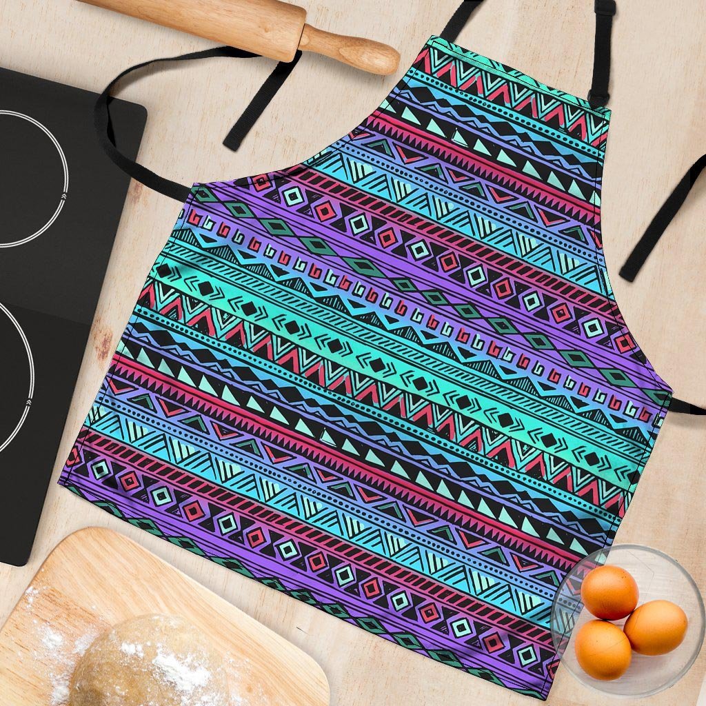 Colorful Neon Tribal Aztec Hand Drawn Women's Apron-grizzshop