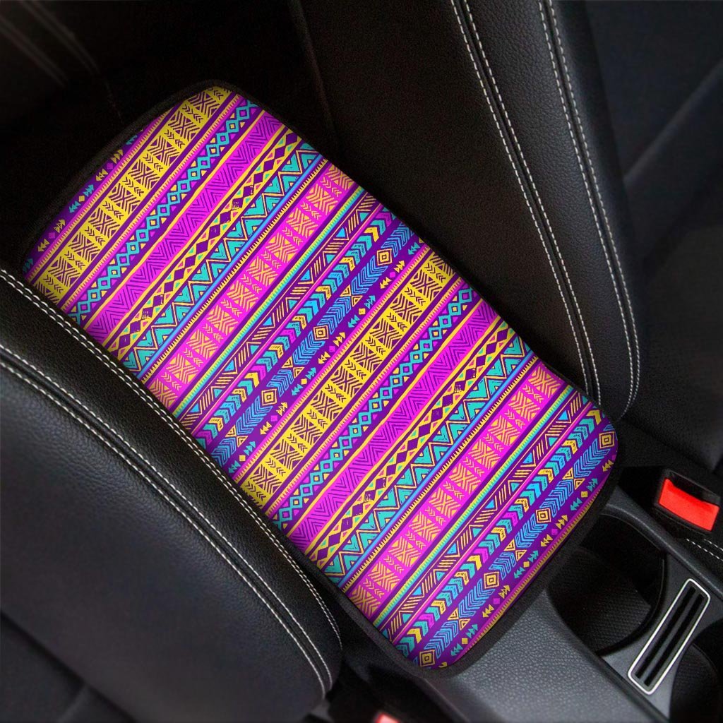 Colorful Neon Tribal Navajo Aztec Print Car Console Cover-grizzshop