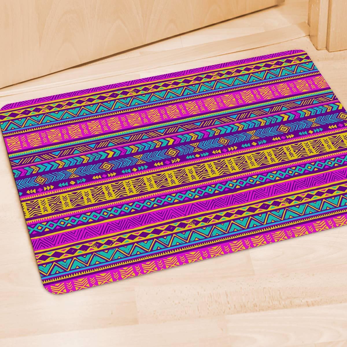 Colorful Neon Tribal Navajo Aztec Print Door Mat-grizzshop
