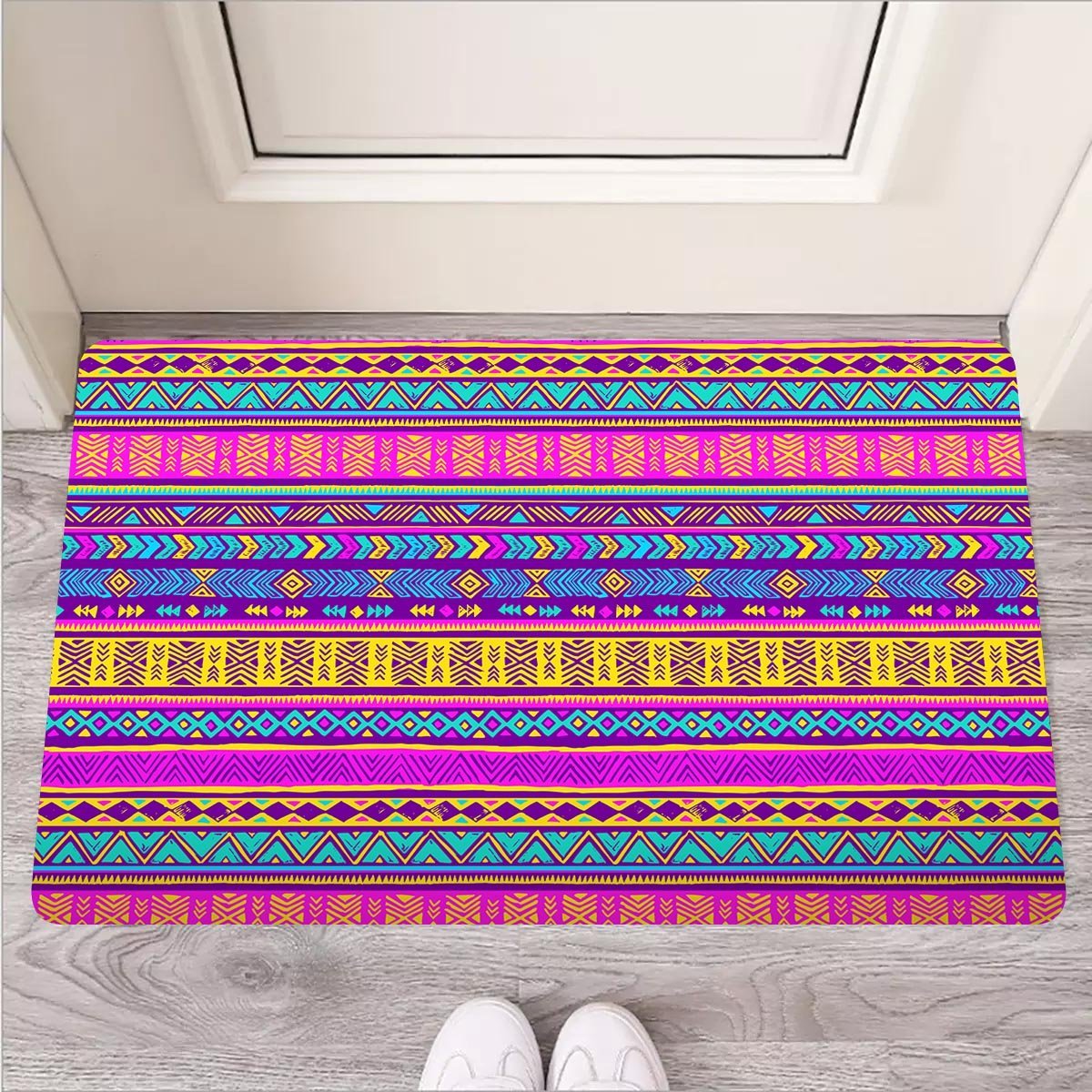 Colorful Neon Tribal Navajo Aztec Print Door Mat-grizzshop