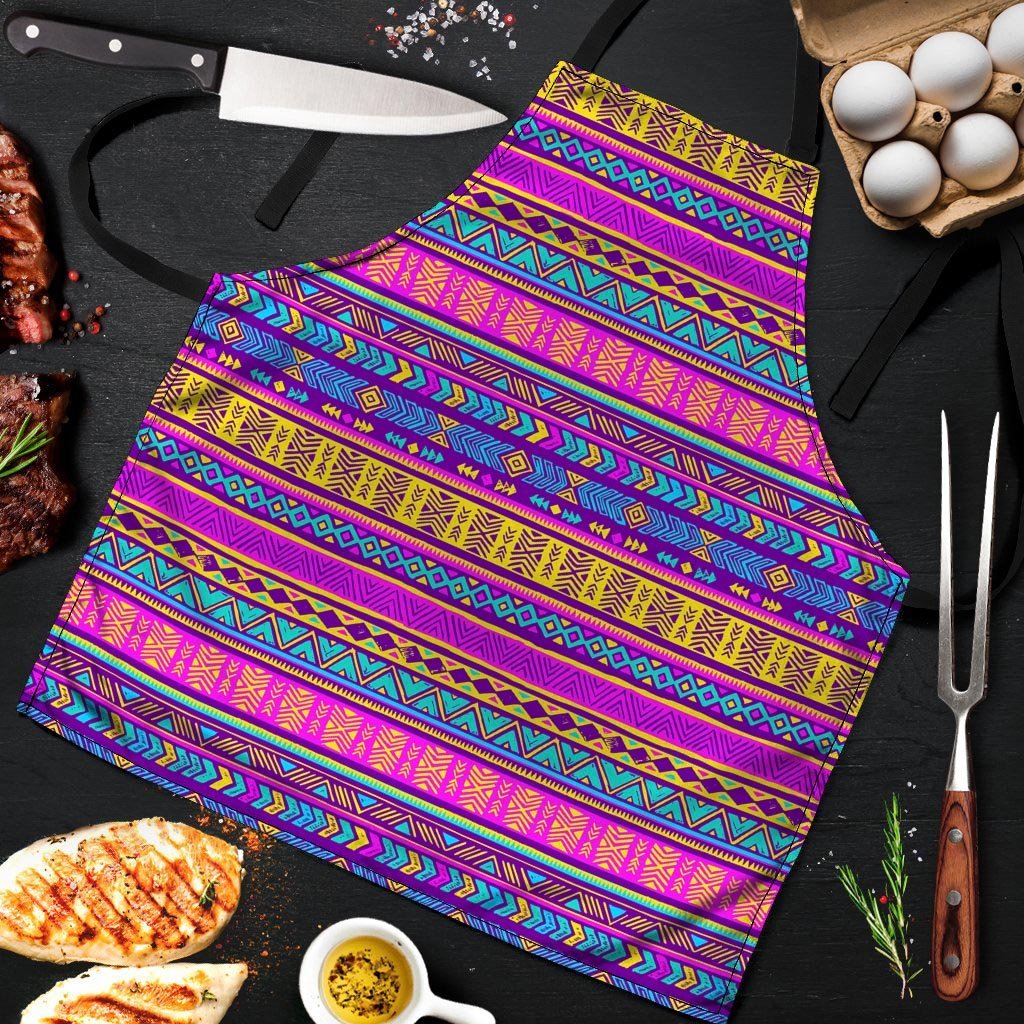 Colorful Neon Tribal Navajo Aztec Print Men's Apron-grizzshop