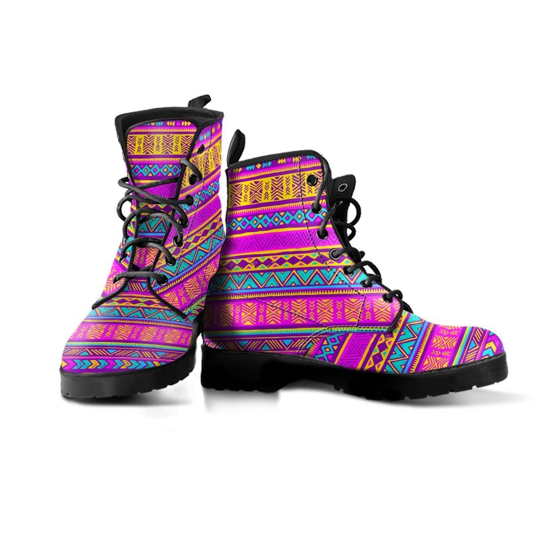 Colorful Neon Tribal Navajo Aztec Print Women's Boots-grizzshop