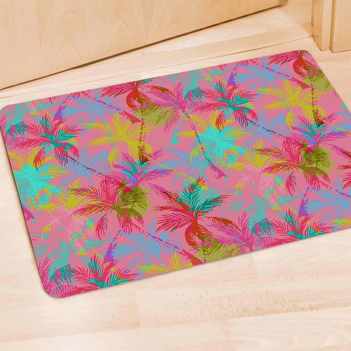 Colorful Palm Tree Hawaiian Print Door Mat-grizzshop