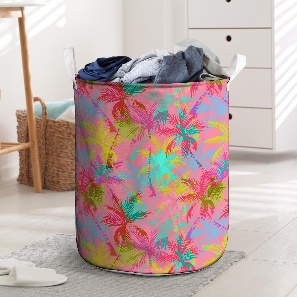 Colorful Palm Tree Hawaiian Print Laundry Basket-grizzshop