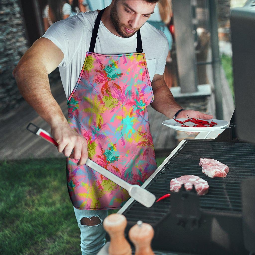 Colorful Palm Tree Hawaiian Print Men's Apron-grizzshop