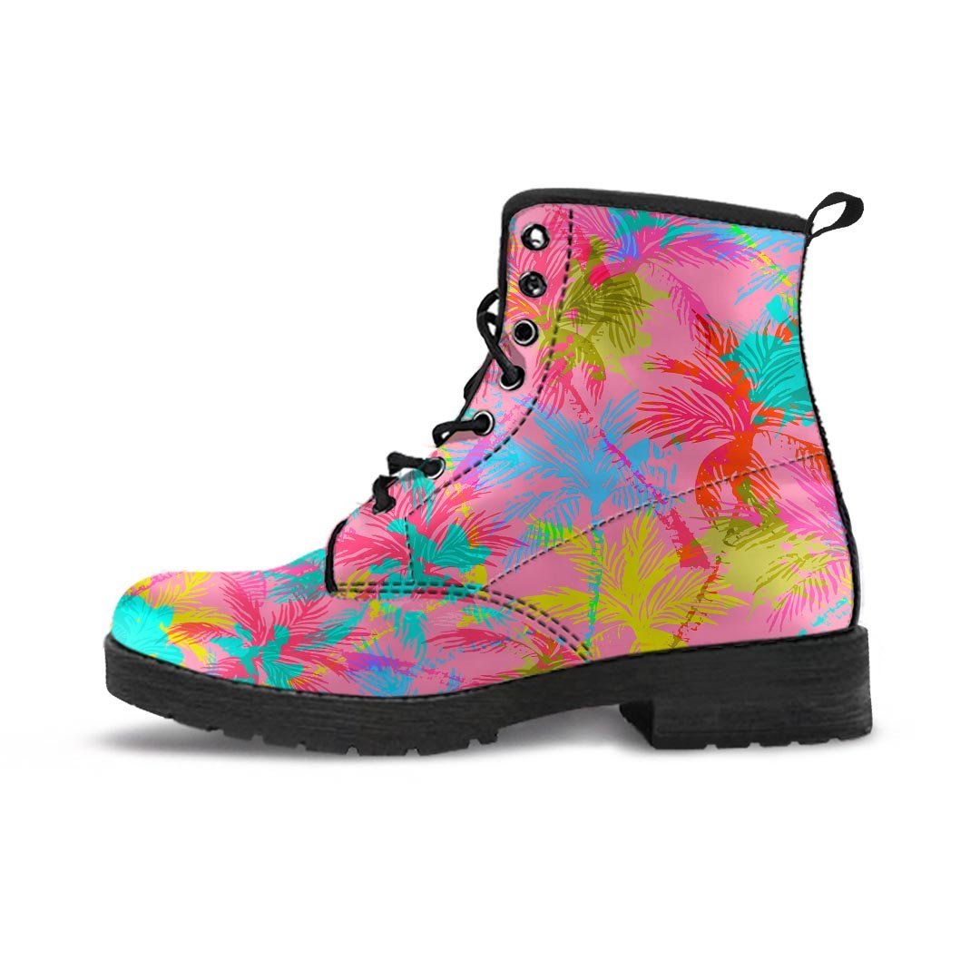 Colorful Palm Tree Hawaiian Print Men's Boots-grizzshop