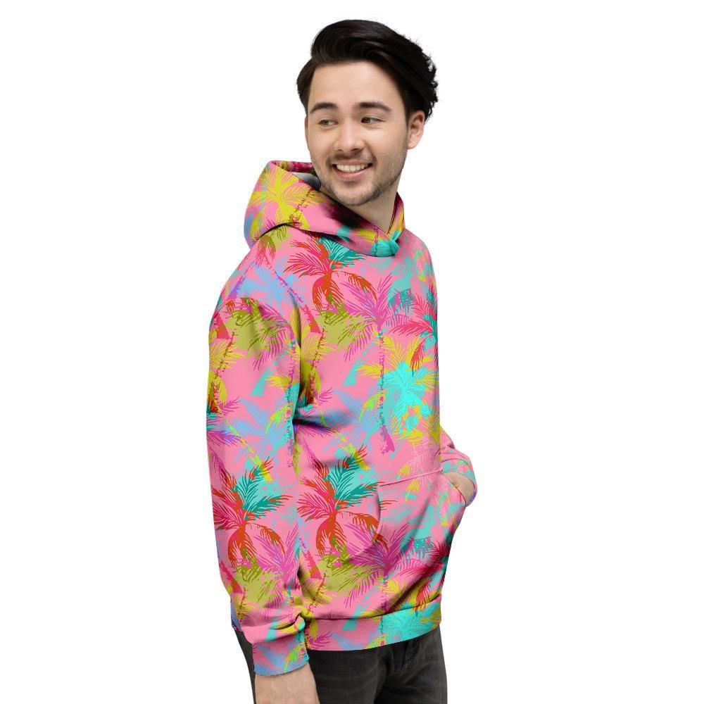 Colorful Palm Tree Hawaiian Print Men's Hoodie-grizzshop
