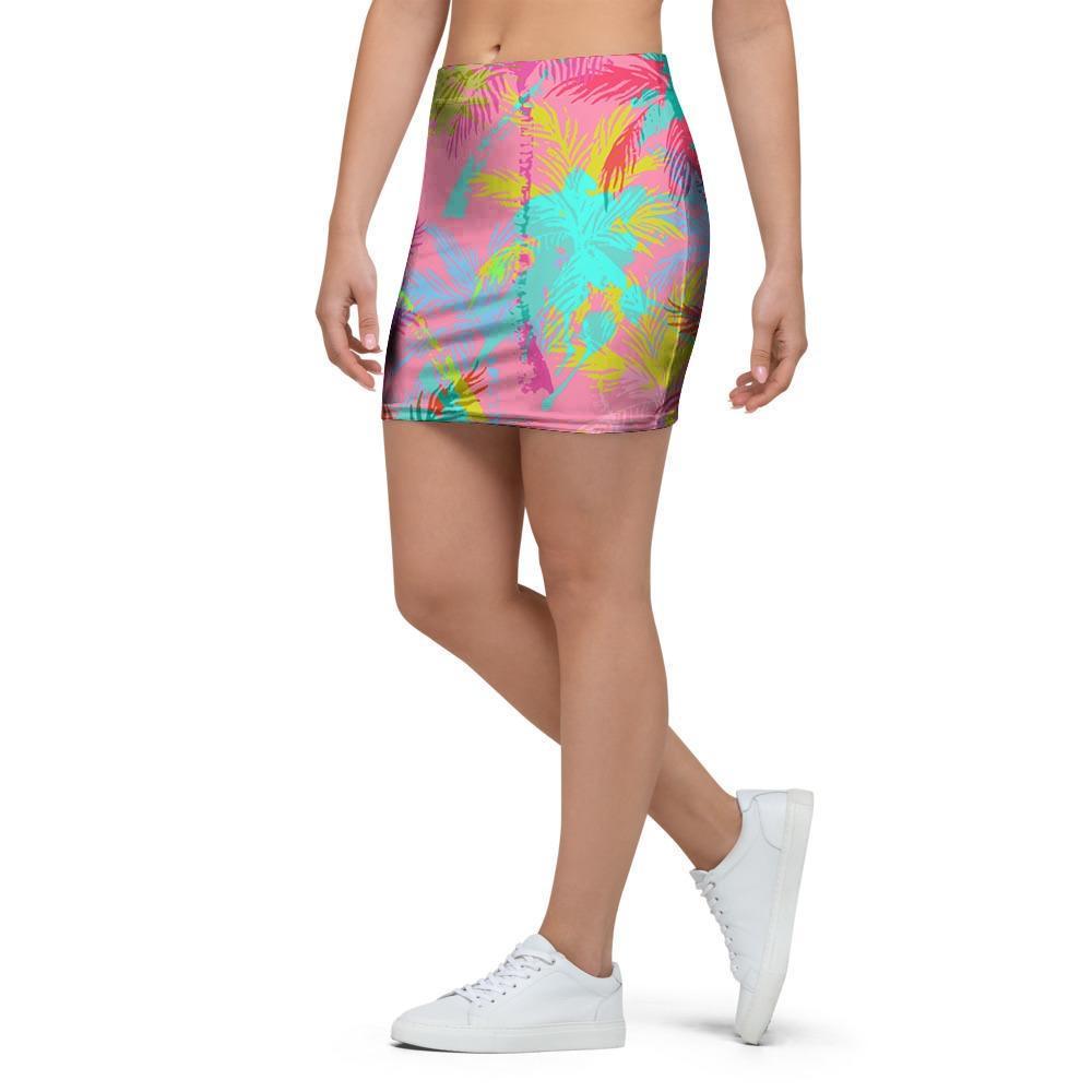 Colorful Palm Tree Hawaiian Print Mini Skirt-grizzshop