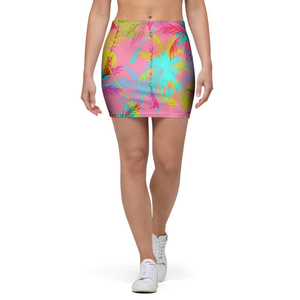 Colorful Palm Tree Hawaiian Print Mini Skirt-grizzshop