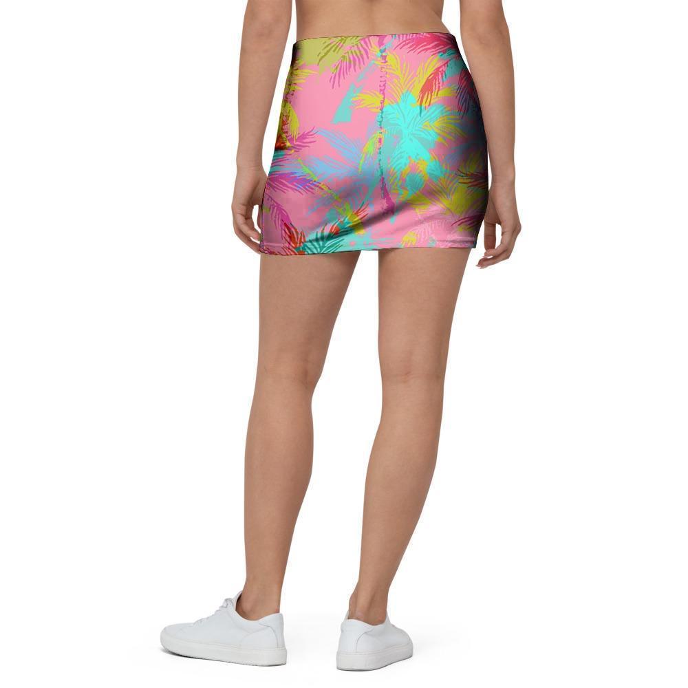 Colorful Palm Tree Hawaiian Print Mini Skirt-grizzshop