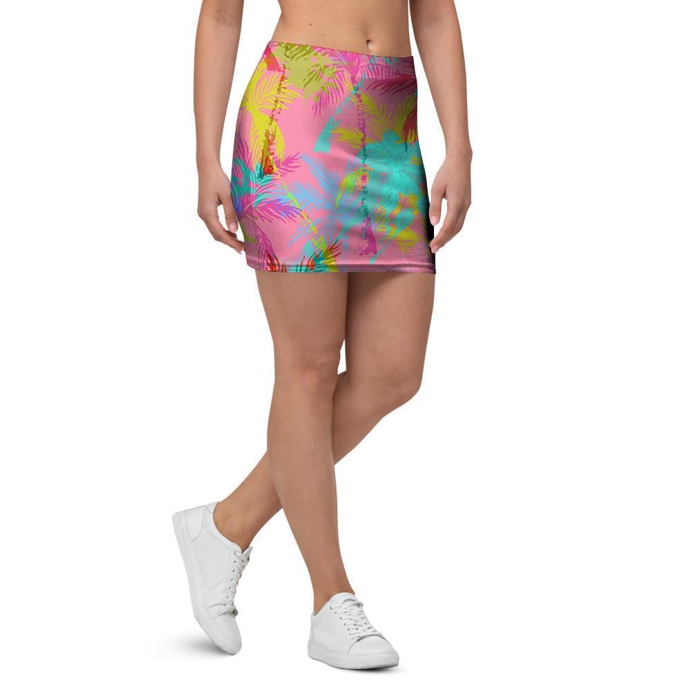 Colorful Palm Tree Hawaiian Print Mini Skirt-grizzshop