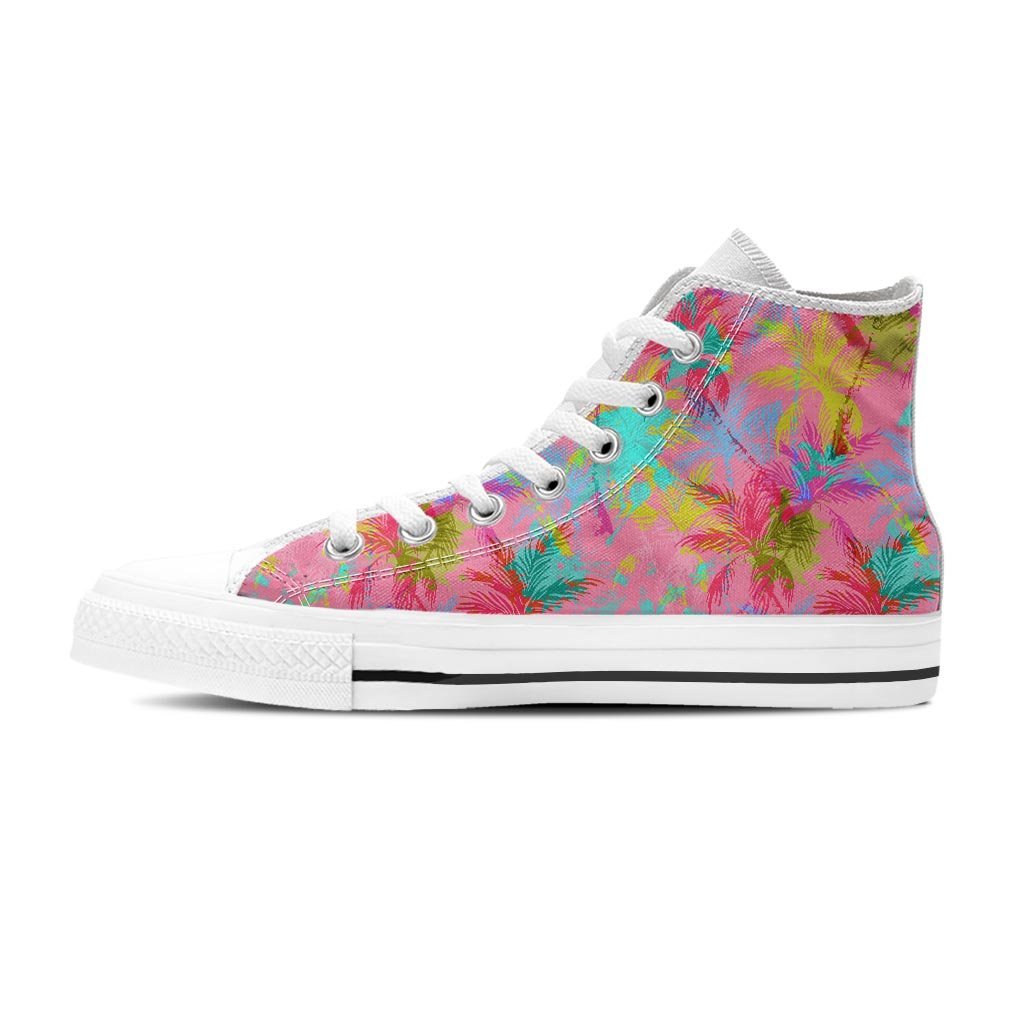Colorful Palm Tree Hawaiian Print Women's High Top Shoes-grizzshop