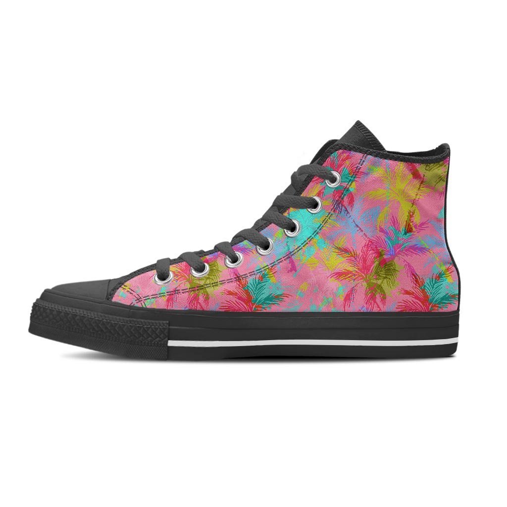Colorful Palm Tree Hawaiian Print Women's High Top Shoes-grizzshop