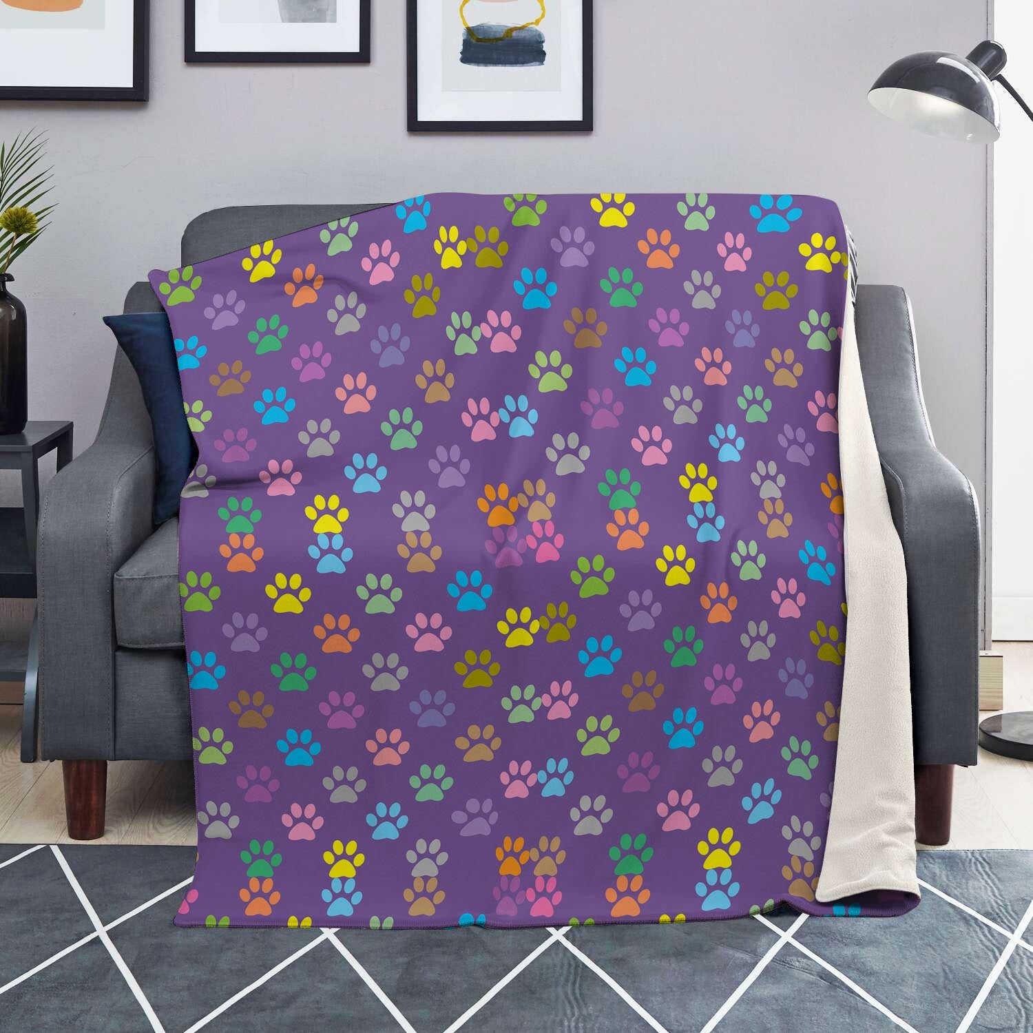 Colorful Paw Blanket-grizzshop