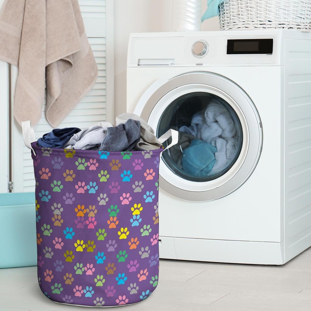 Colorful Paw Laundry Basket-grizzshop