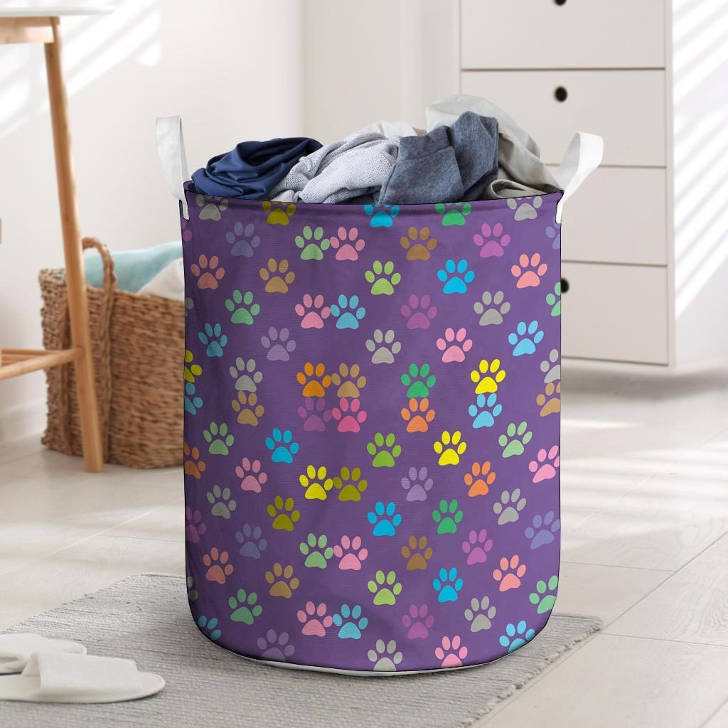 Colorful Paw Laundry Basket-grizzshop