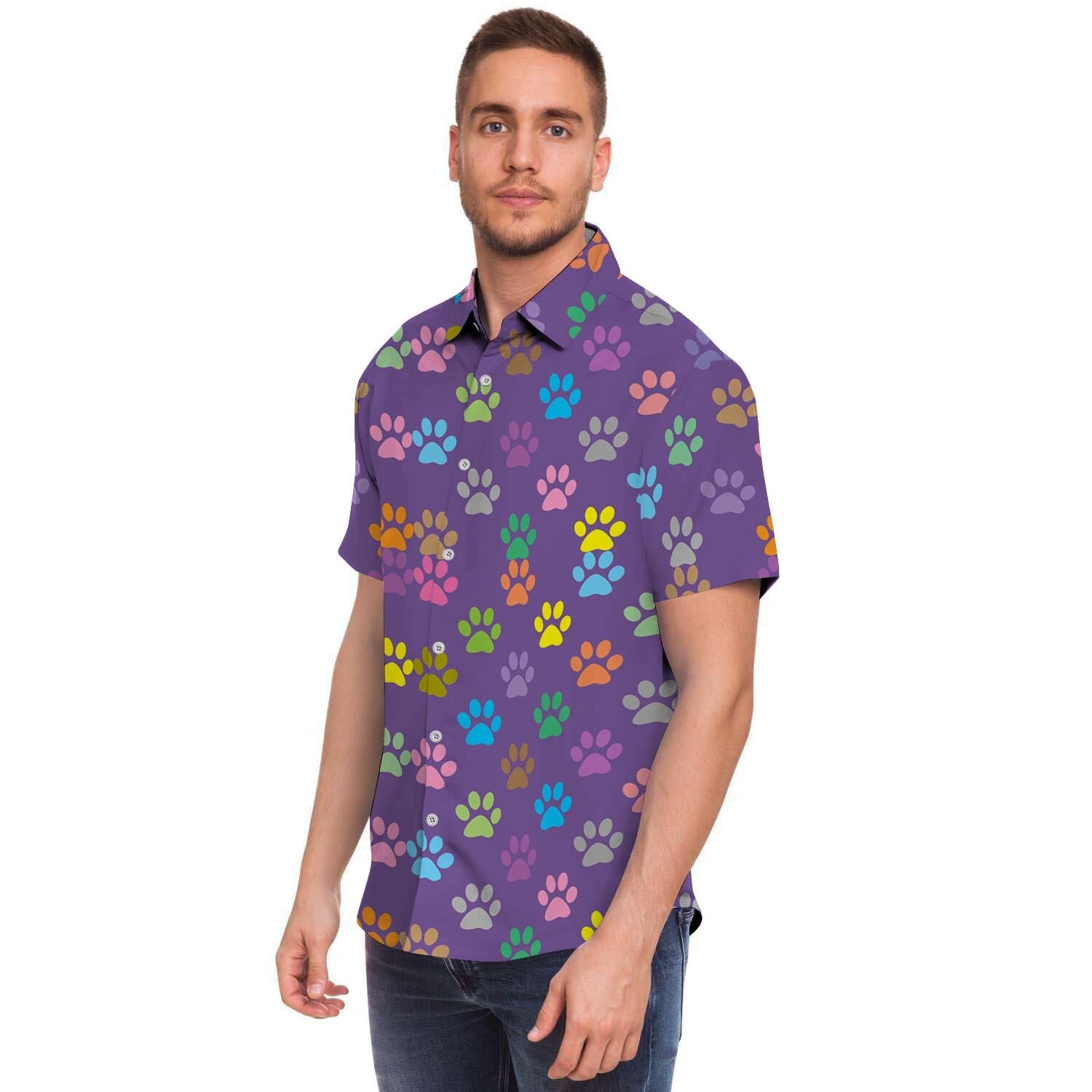 Colorful Paw Men's Short Sleeve Shirt-grizzshop