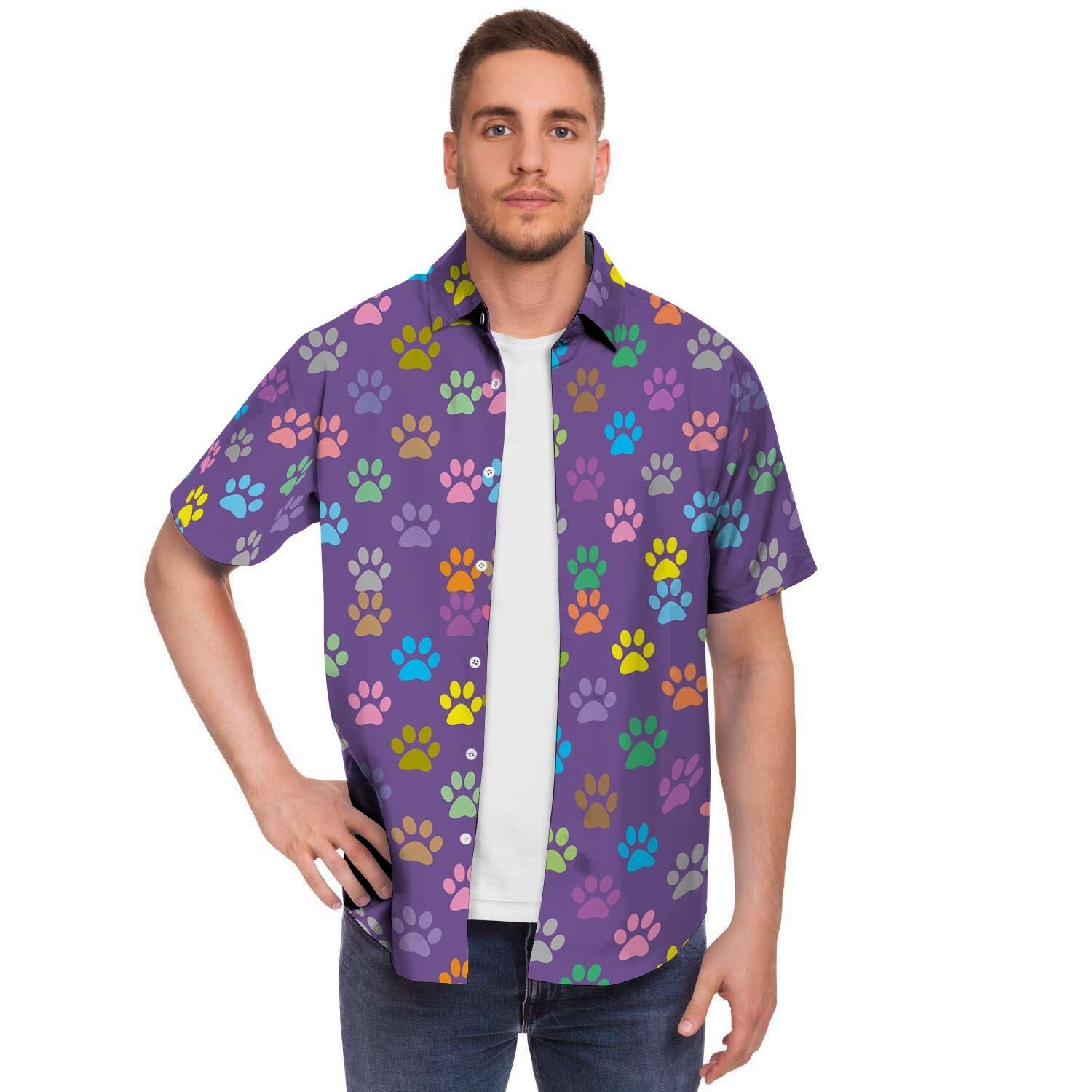 Colorful Paw Men's Short Sleeve Shirt-grizzshop