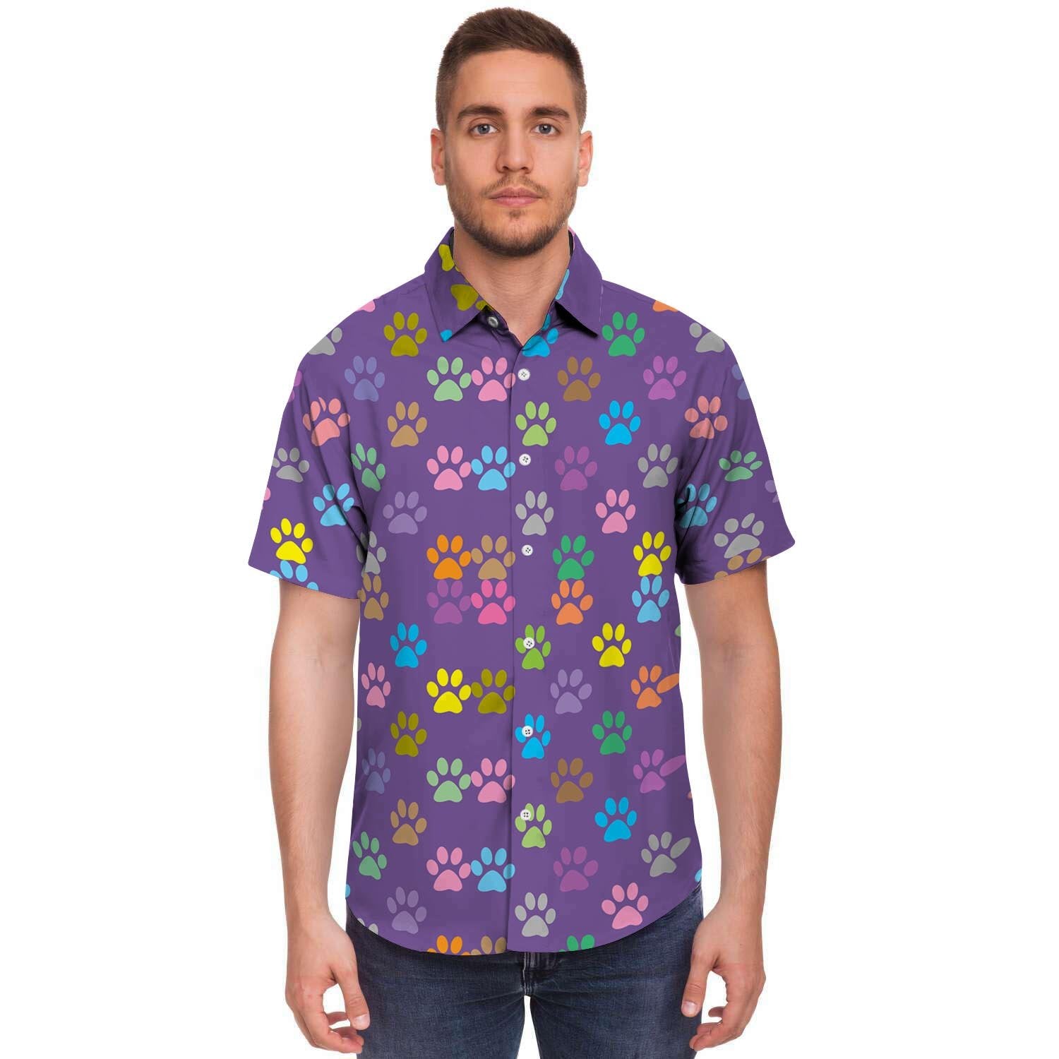 Colorful Paw Men's Short Sleeve Shirt-grizzshop