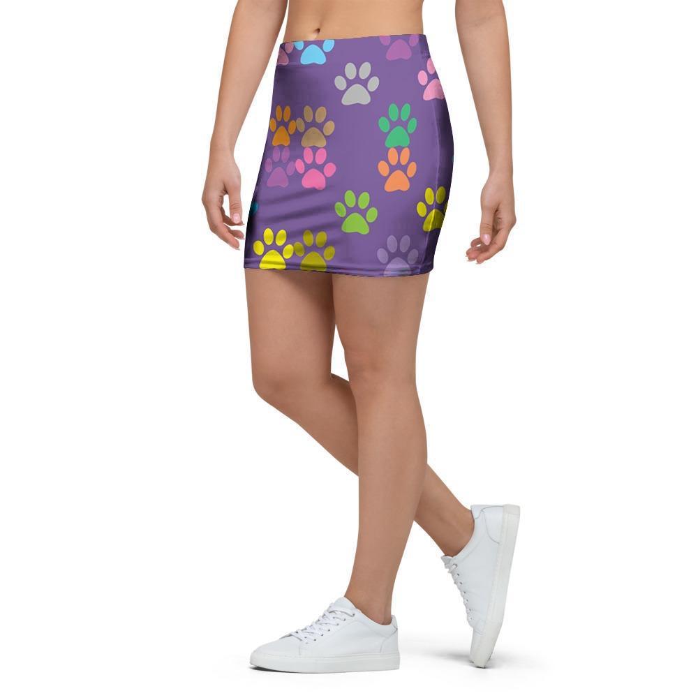 Colorful Paw Mini Skirt-grizzshop