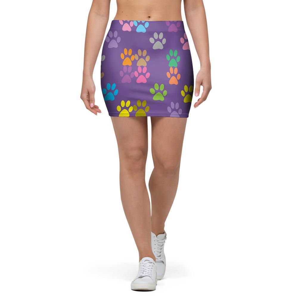 Colorful Paw Mini Skirt-grizzshop