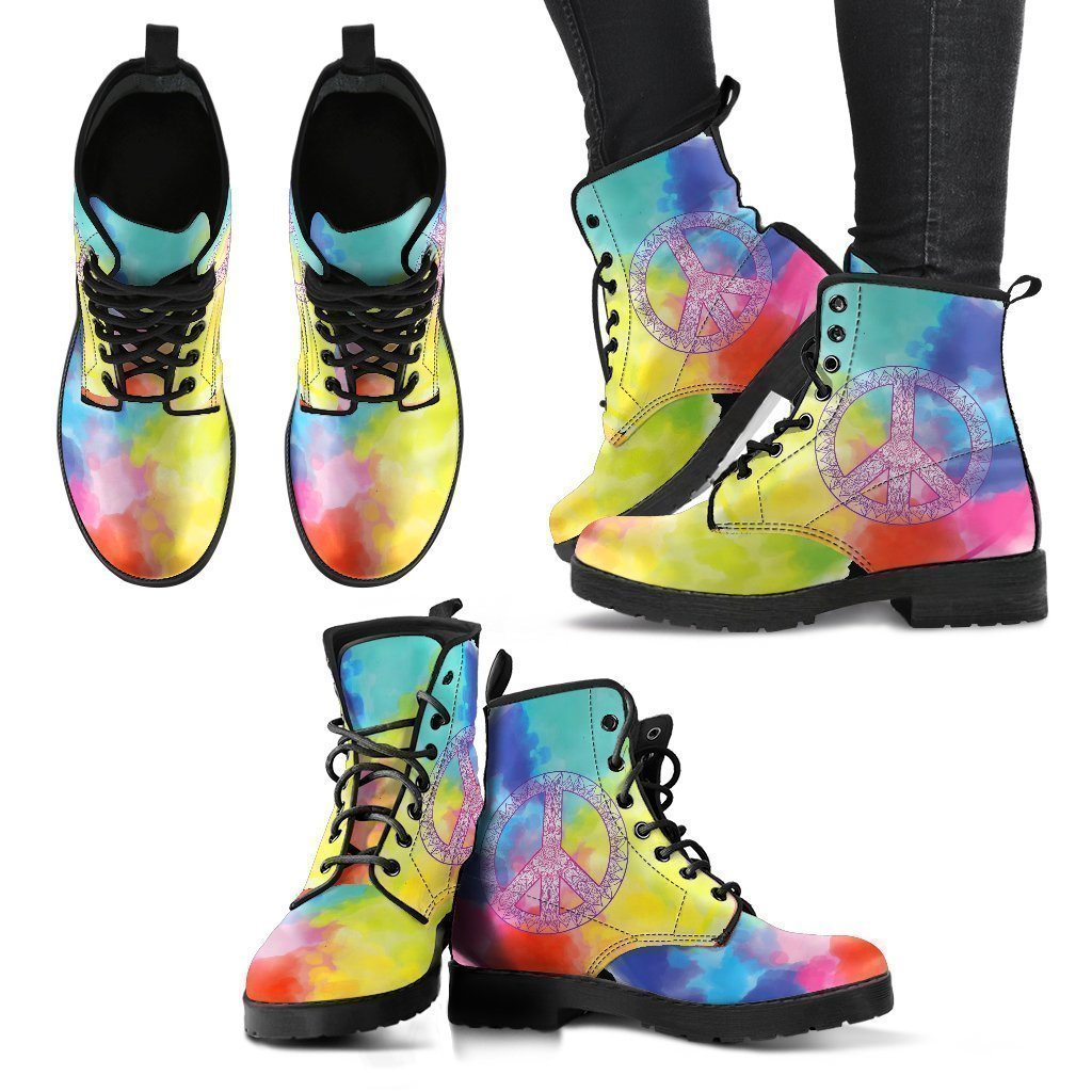 Colorful Peace Women's Leather Boots-grizzshop
