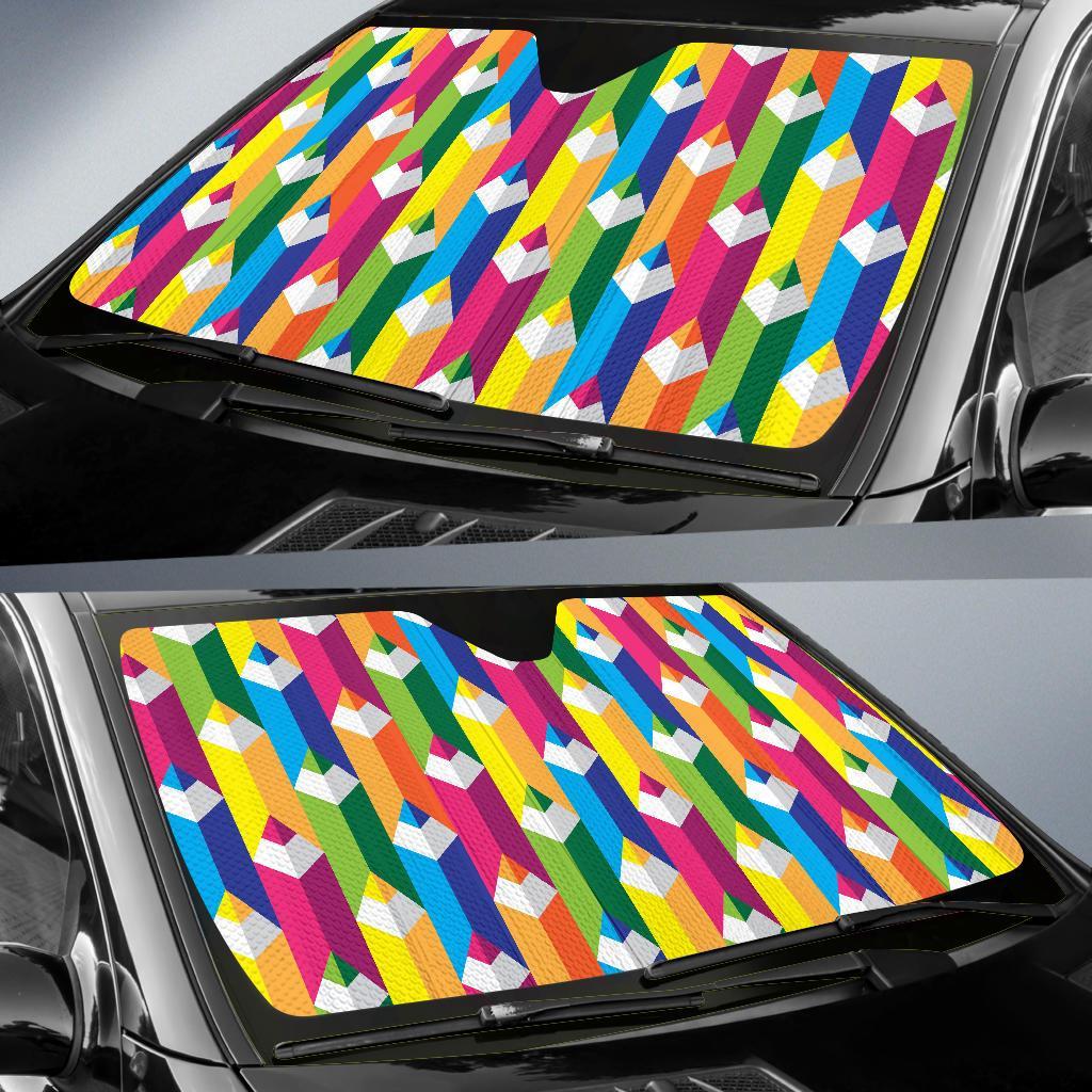 Colorful Pencil Pattern Print Car Sun Shade-grizzshop
