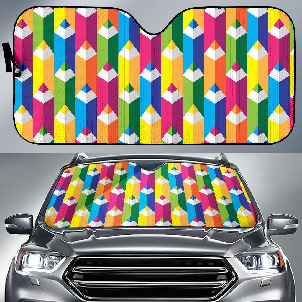 Colorful Pencil Pattern Print Car Sun Shade-grizzshop