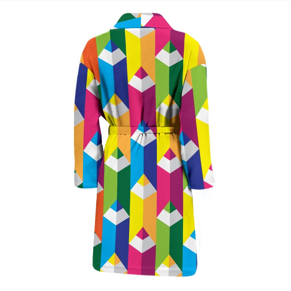 Colorful Pencil Pattern Print Men Long Robe-grizzshop