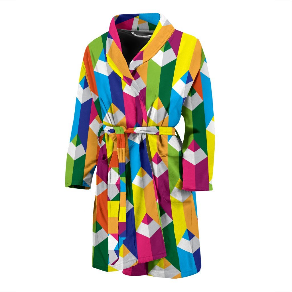 Colorful Pencil Pattern Print Men Long Robe-grizzshop