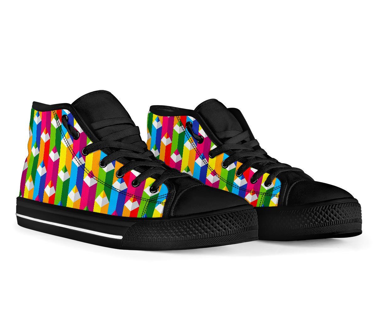 Colorful Pencil Pattern Print Men Women's High Top Shoes-grizzshop