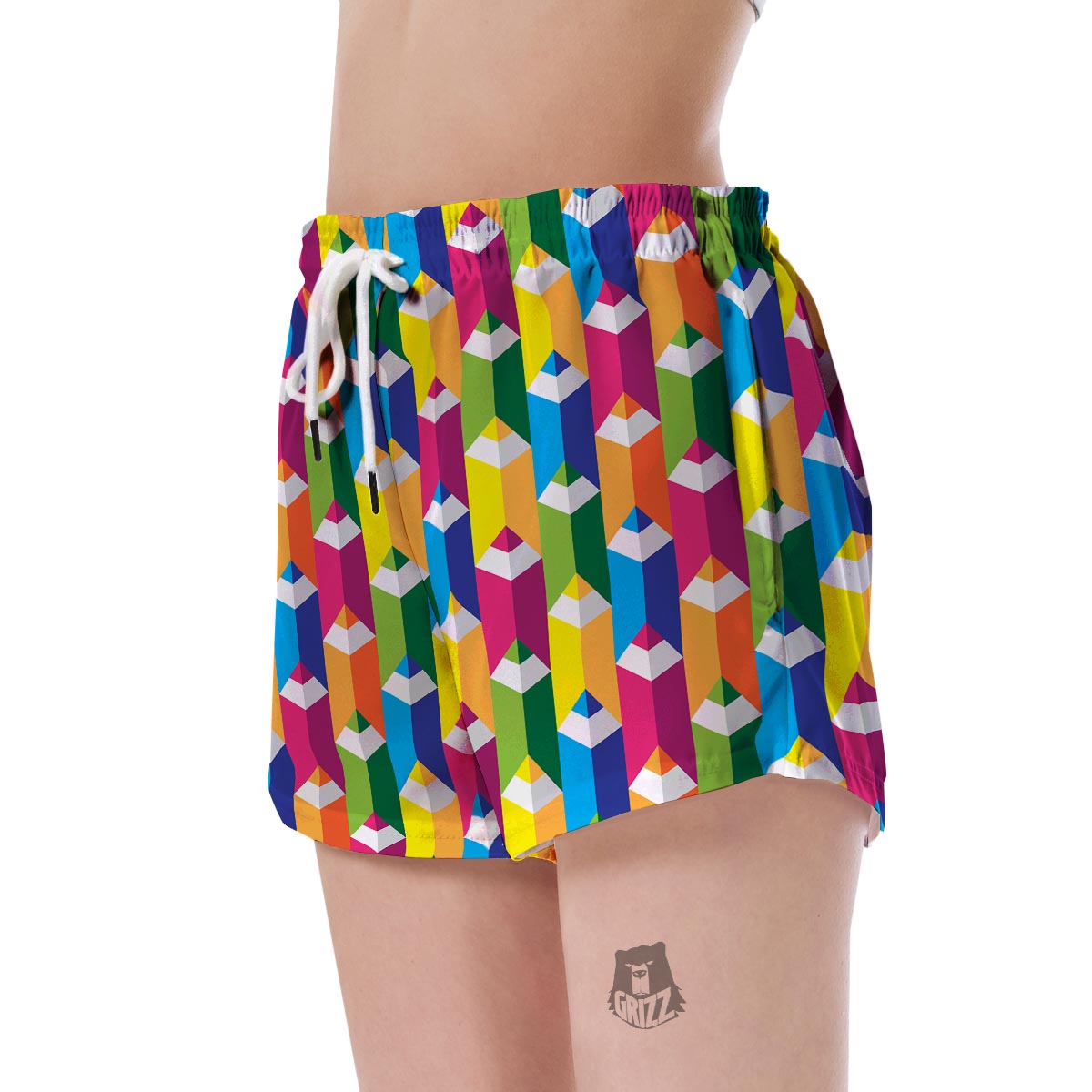 Colorful Pencil Pattern Print Women's Shorts-grizzshop
