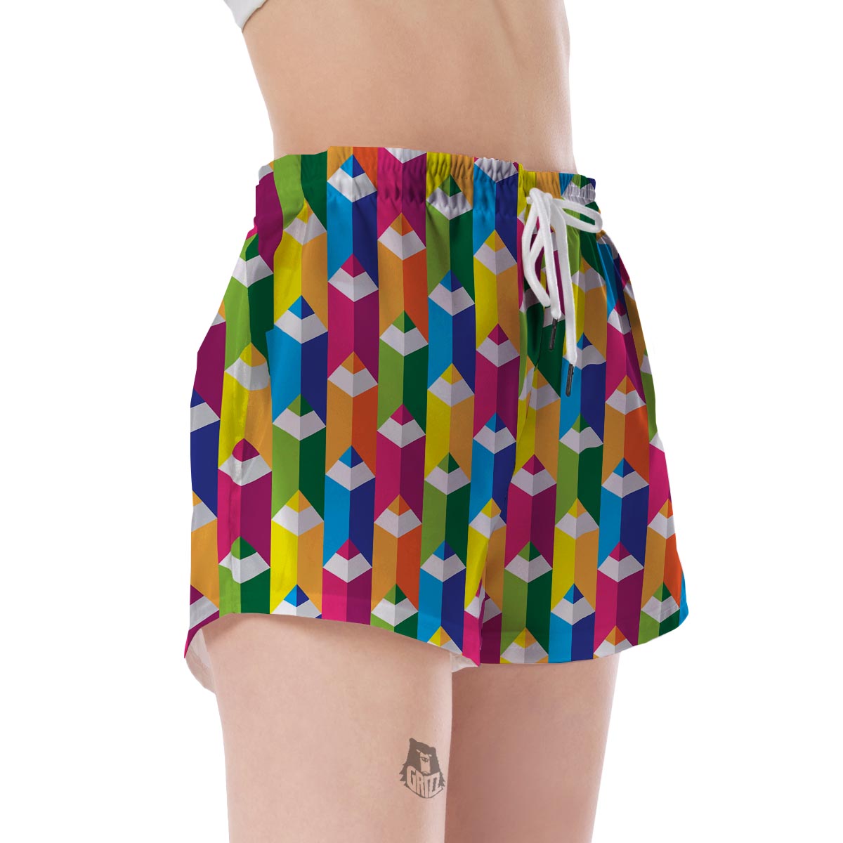 Colorful Pencil Pattern Print Women's Shorts-grizzshop